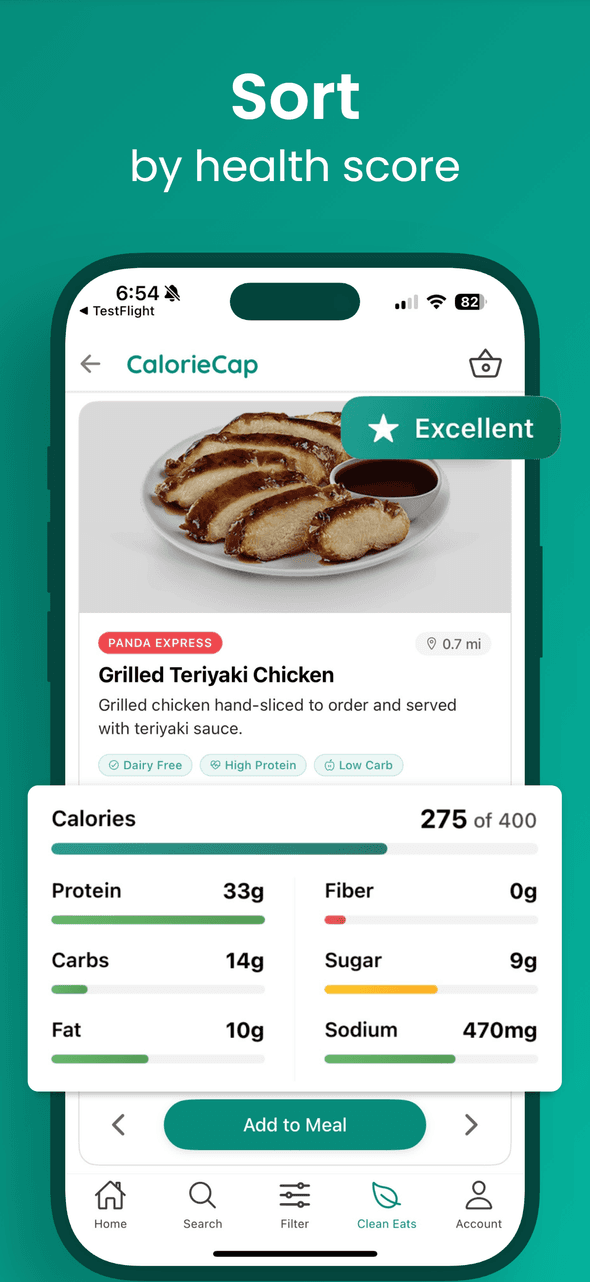 CalorieCap search results